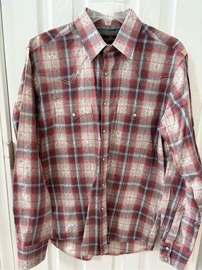 Wrangler Retro Men's Red Plaid Western Snap Shirt
